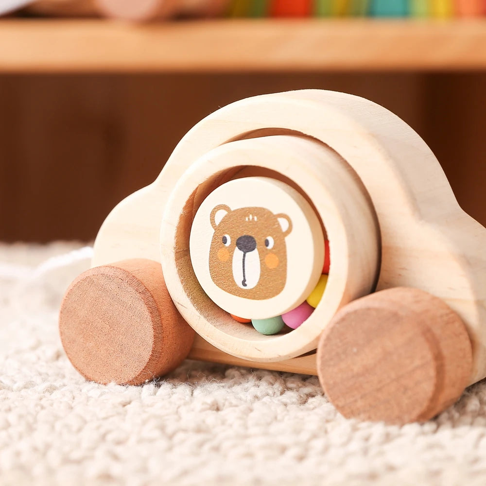 Baby Toy Wooden Car Ball Tug Toys Montessori Educational Cars Toys Small Car Toys Baby Toys 0 to 6 Months Toddler Boy toys Gifts