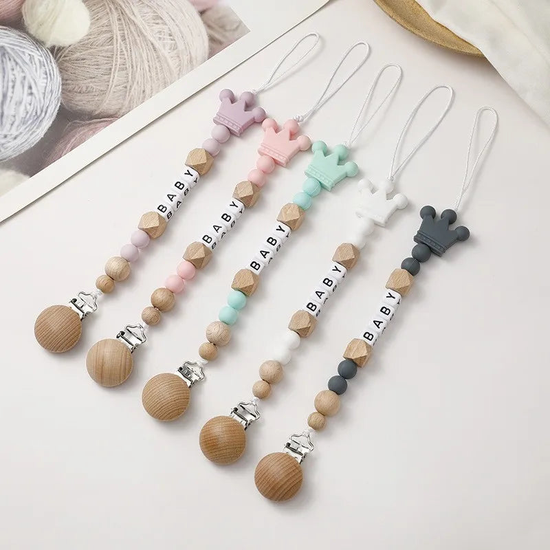 Baby Pacifier Clip Personalize Name custom crown princess Dummy Nipple Holder Chain Soother Chew Toys Teether Babies Accessories