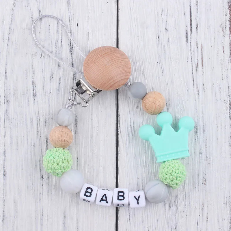 Baby Pacifier Clip Personalize Name custom crown princess Dummy Nipple Holder Chain Soother Chew Toys Teether Babies Accessories