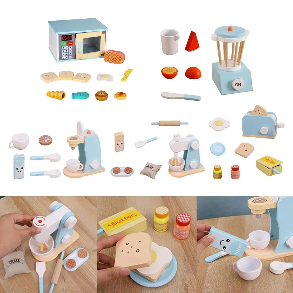 Children Kitchen Pretend Play Toy Miniature Food Wooden Kitchenware Gifts