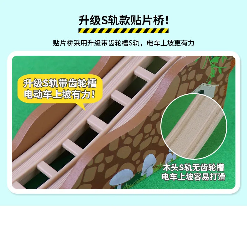 Wooden Train Track Highway Scene Set Railway Electric Magnetic Train Toy For All Brands Wooden Track Toy Boy G11