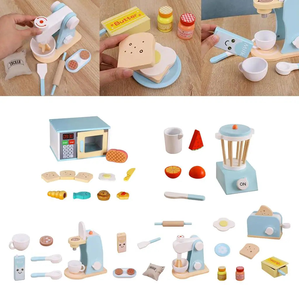 Children Kitchen Pretend Play Toy Miniature Food Wooden Kitchenware Gifts