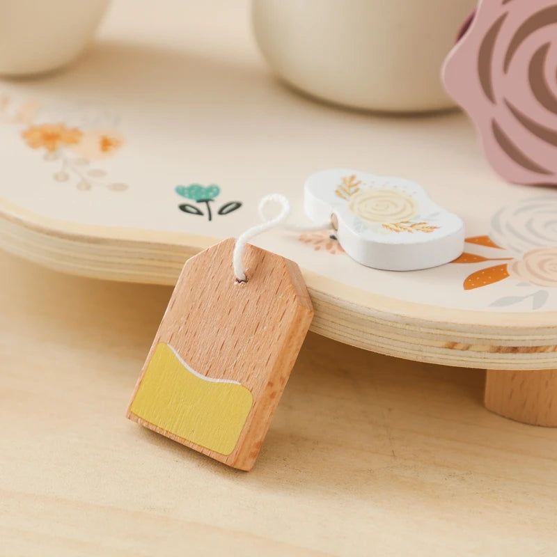 Wooden Montessori Toy Afternoon Tea Set Children Playing House Silicone Cups Pretend Play Food Learning Role Early Education Toy